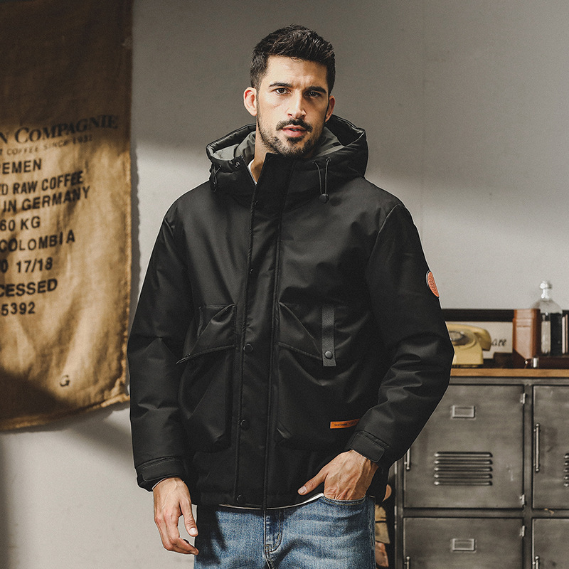 杰雷諾美式連帽羽絨服男冬季2023年新款寬鬆戶外工裝外套男秋冬款