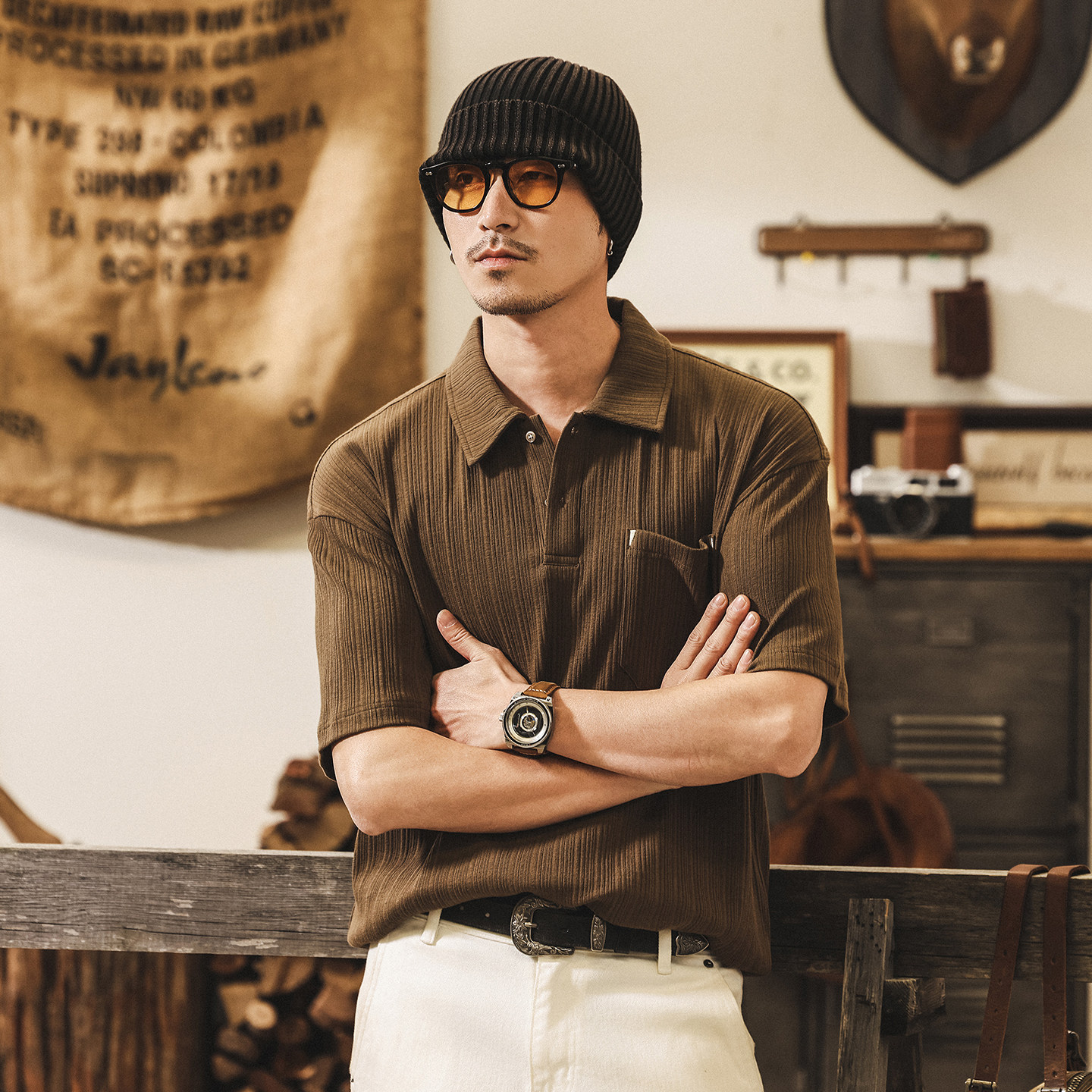 美式復古老錢風Polo衫短袖男夏季休閒潮牌230重磅T恤男寬鬆上衣男