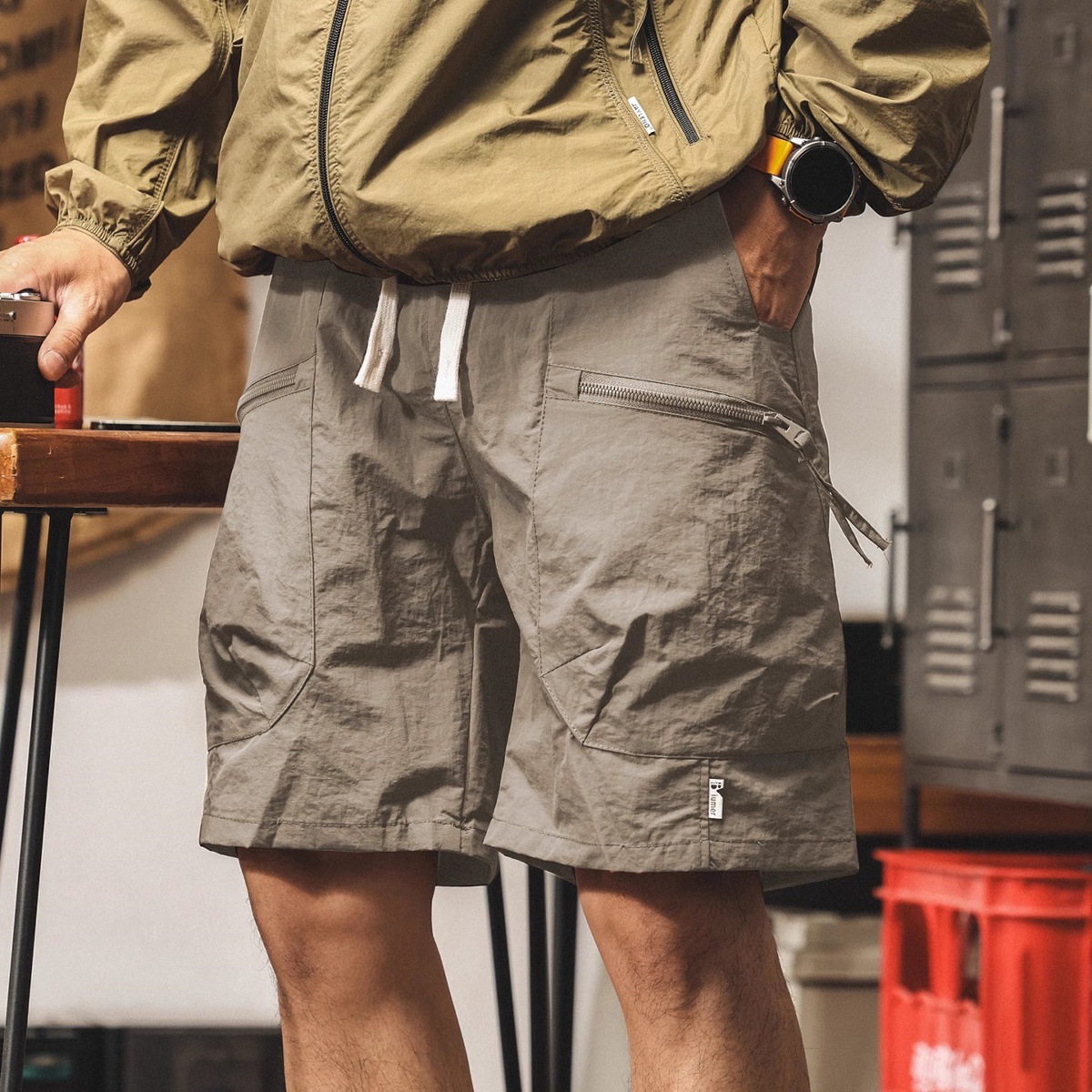 美式山系冰絲短褲男士2025新款夏季薄款潮牌寬鬆大碼休閒五分褲男