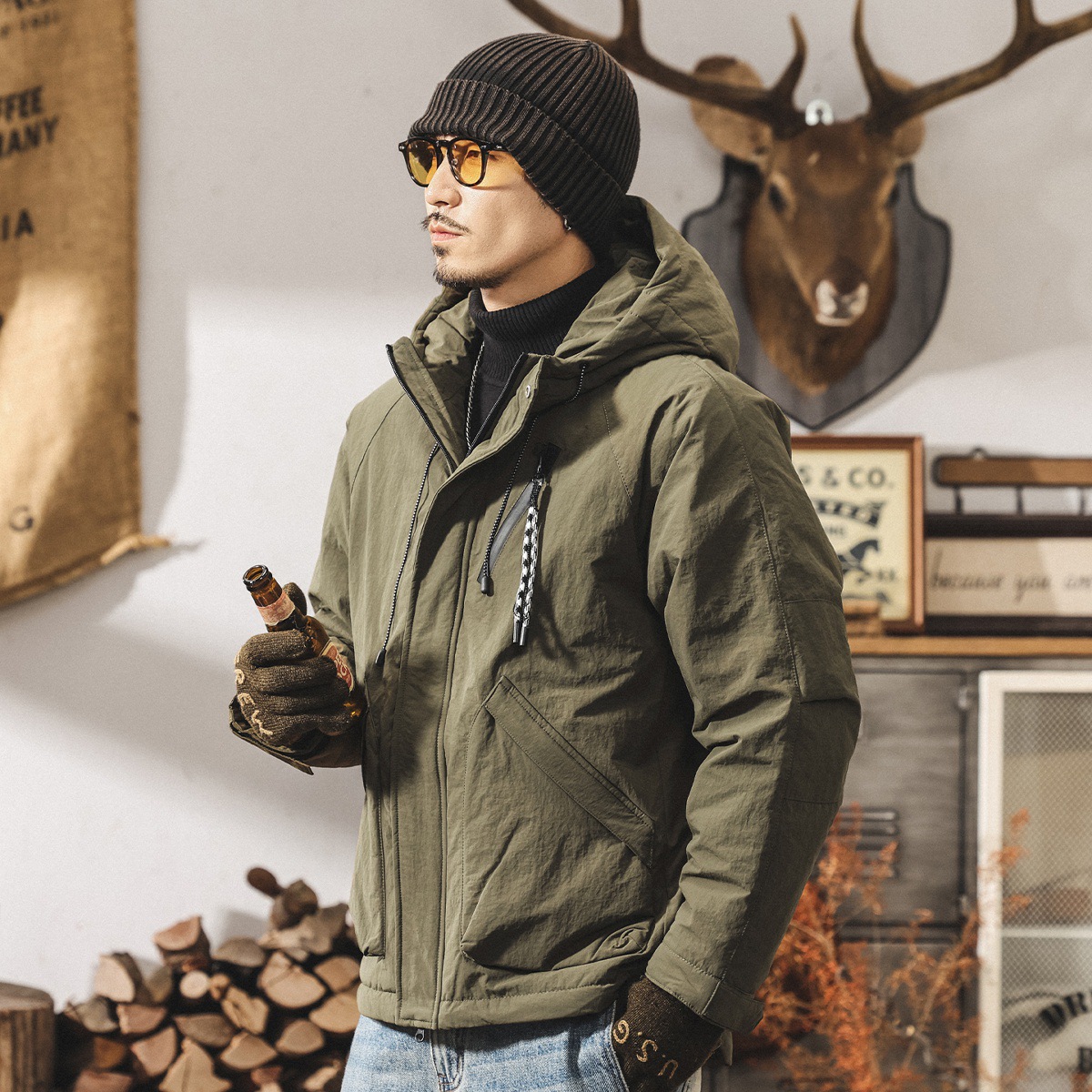 美式復古高充絨90純白鴨絨工裝羽絨服男冬季加厚保暖禦寒男士外套