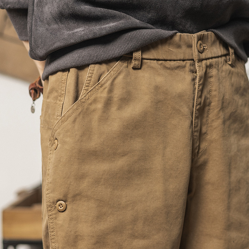 2024重磅排扣褲子設計款休閒褲春季男士寬鬆直筒潮流經典工裝長褲