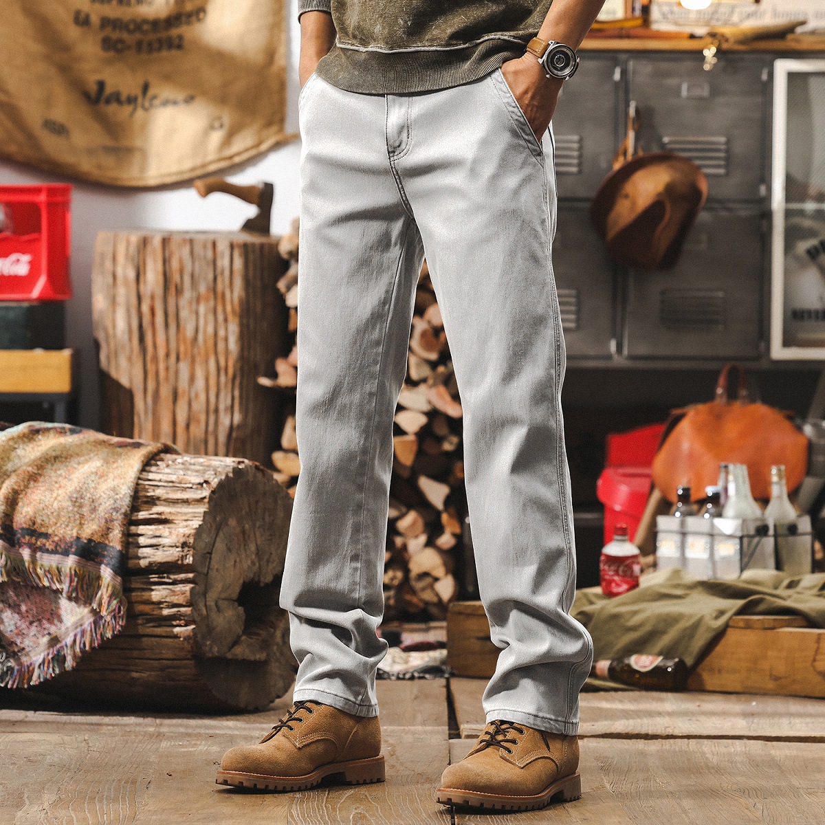 美式重磅復古直筒牛仔褲男春秋2025新款潮牌潮流秋季休閒工裝褲男