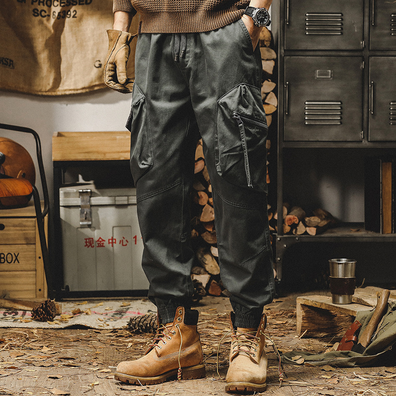 杰雷諾美式復古工裝褲男潮牌2023年秋冬款寬鬆直筒束腳休閒褲子男