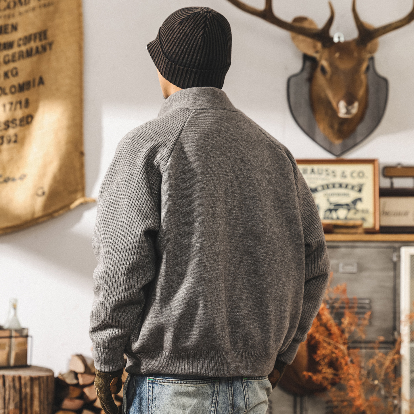 美式復古90鴨絨冬季羽絨服男加厚2025新款針織毛線禦寒保暖外套男