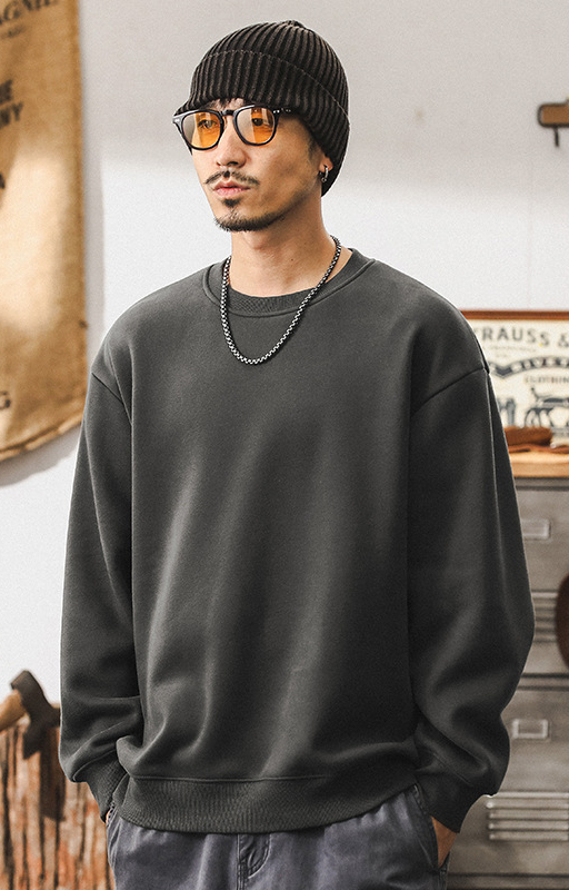 美式復古360g重磅衛衣男秋冬款潮牌寬鬆簡約男士痞帥棗紅色上衣男