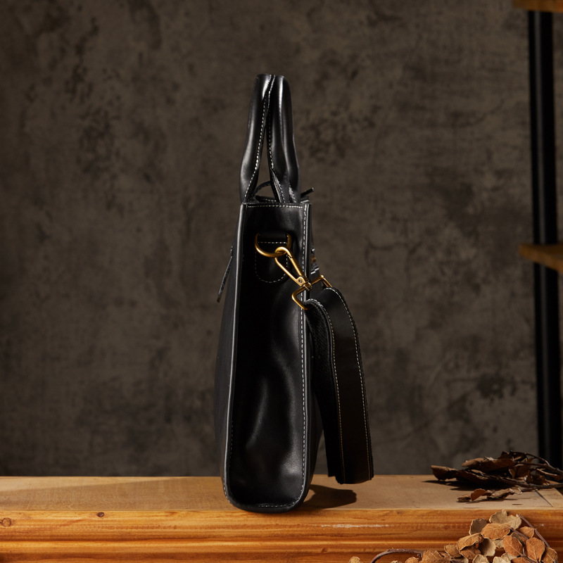 手工植鞣牛皮手提包電腦包男士頭層牛皮商務包簡約真皮單肩斜挎包