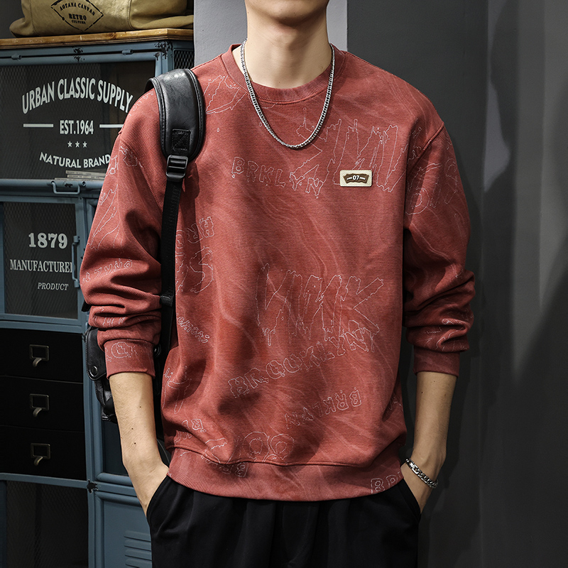 2025新款秋季重磅雲染水洗衛衣男美式痞帥長袖上衣春秋休閒外套潮