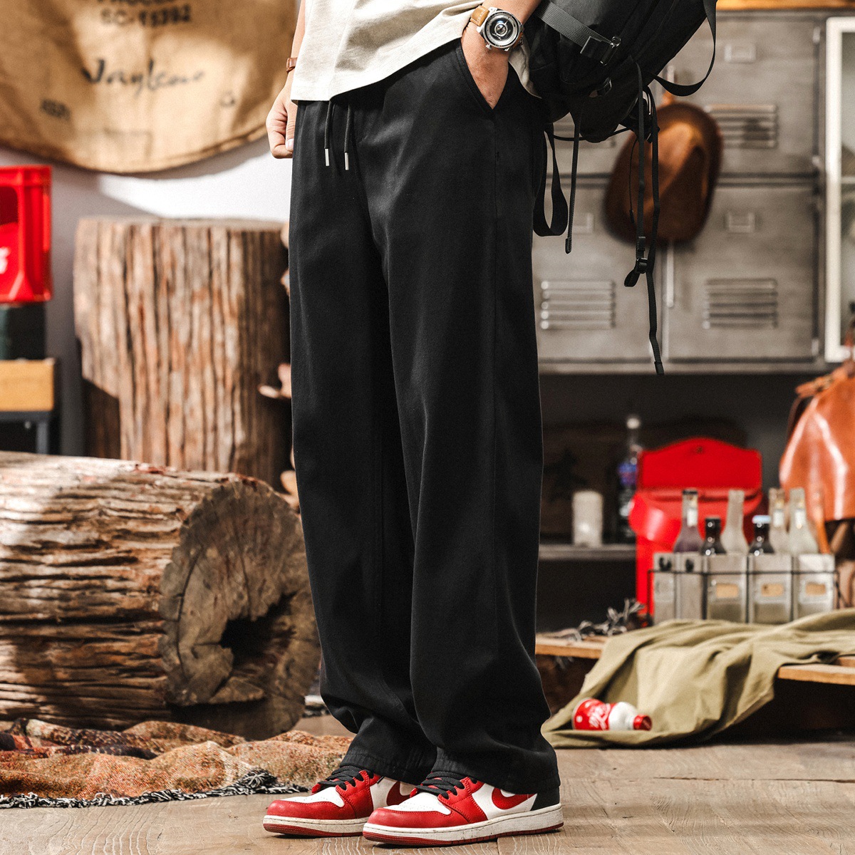 萊賽爾天絲鬆弛感牛仔褲子男秋季直筒薄款闊腿褲寬鬆男士休閒長褲