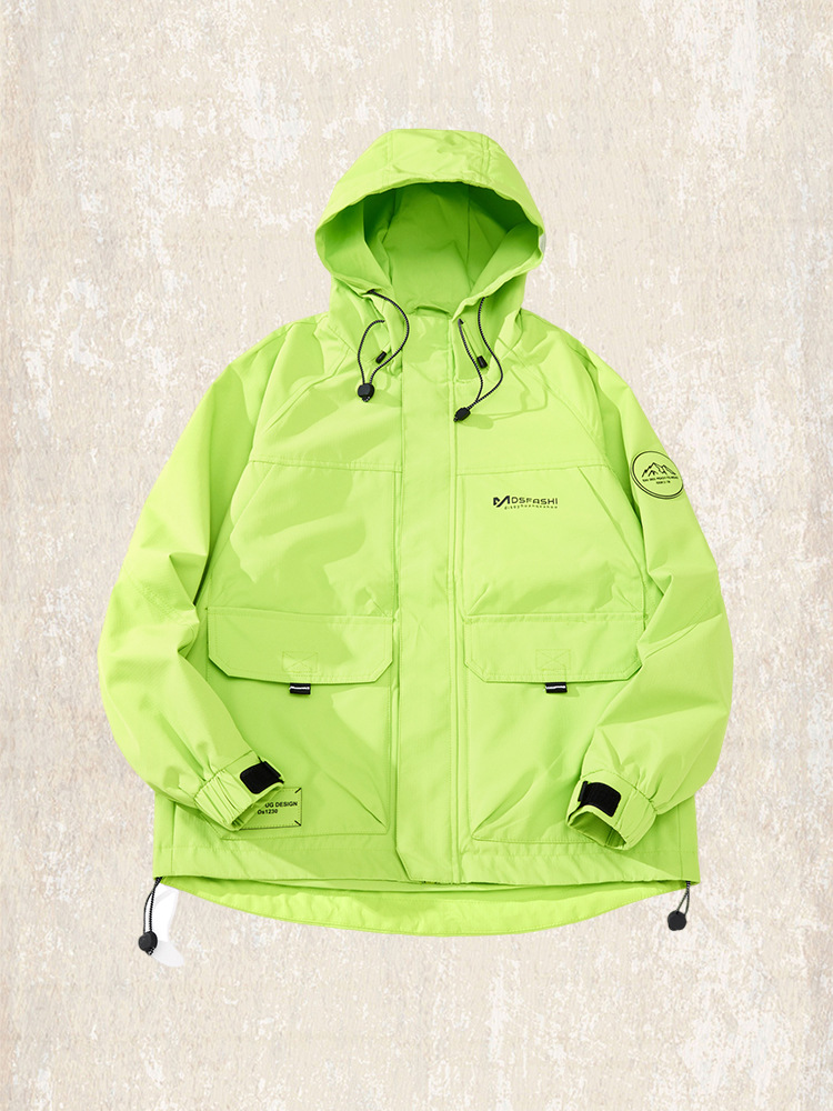 美式復古工裝外套男春秋2024新款連帽衝鋒衣男潮牌石墨烯夾克衣服