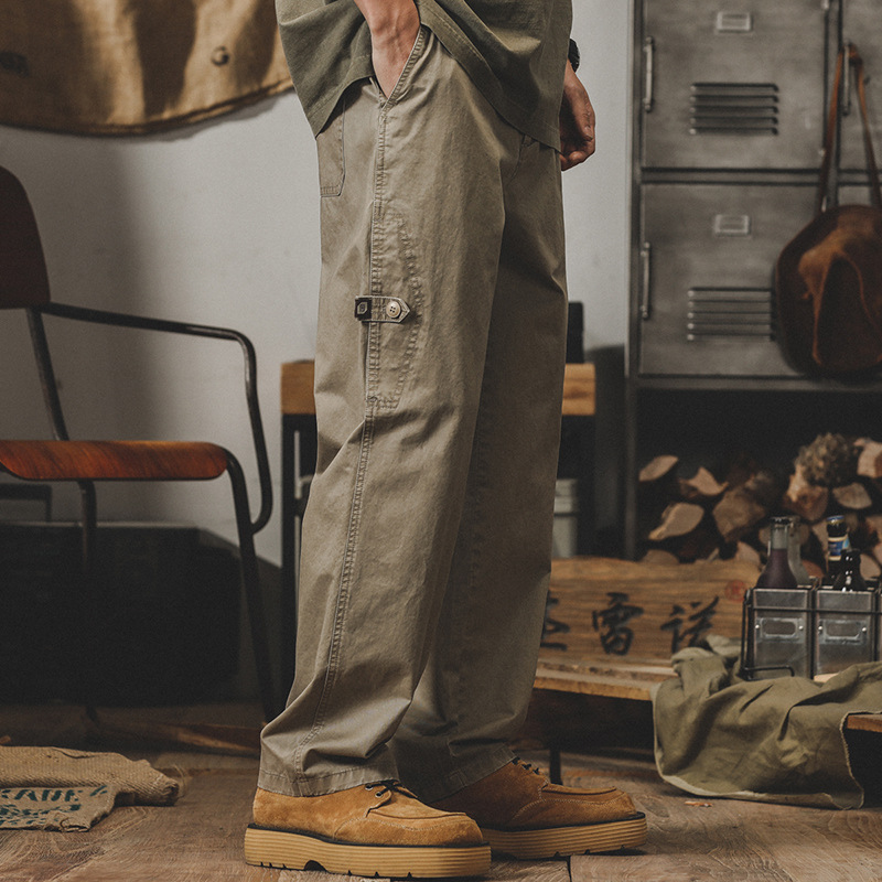 傑雷諾美式工裝褲子男春秋款寬鬆潮牌男士休閒褲秋季闊腿直筒褲男