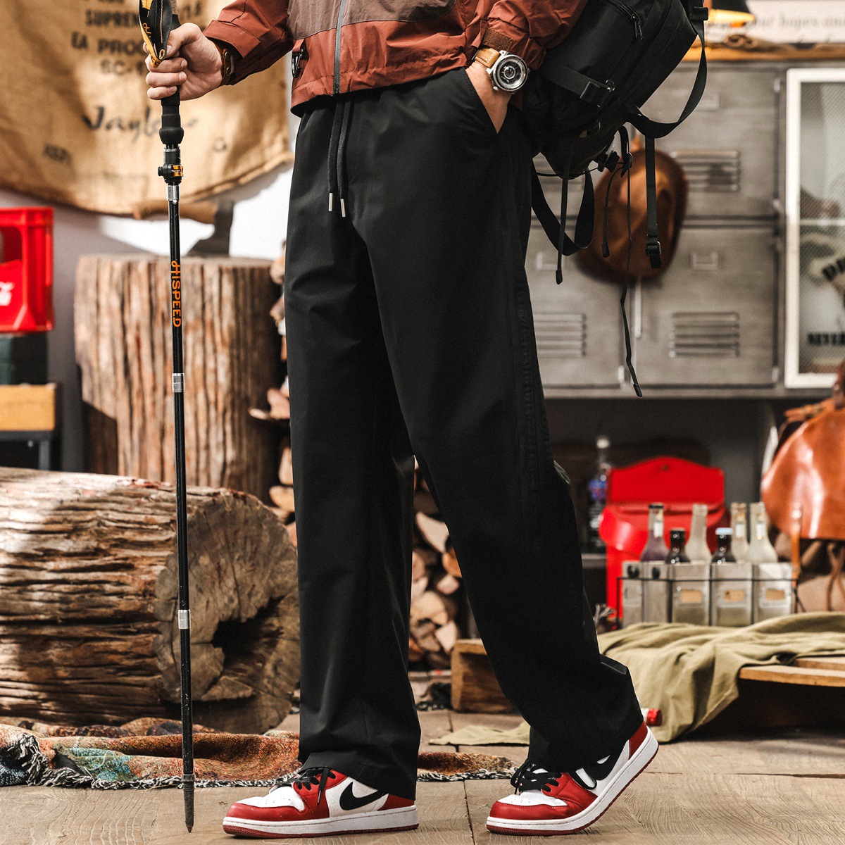 美式復古卡其色休閒褲男薄款男士褲子鬆弛感寬鬆直筒大碼速幹長褲