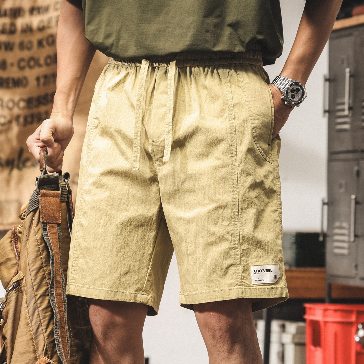 卡其色工裝短褲男夏季2025新款寬鬆速幹五分褲男士潮牌休閒中褲潮