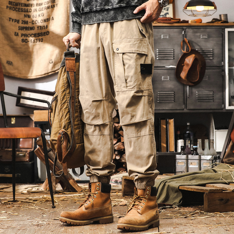 美式復古工裝褲子男春秋款潮牌寬鬆直筒男士休閒褲秋季束腳戰術褲