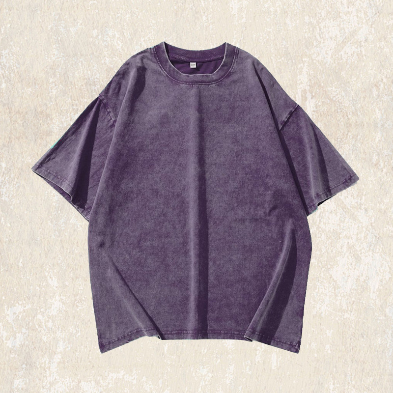 美式復古做舊炒雪花水洗短袖T恤男夏季潮牌日系寬鬆休閒上衣
