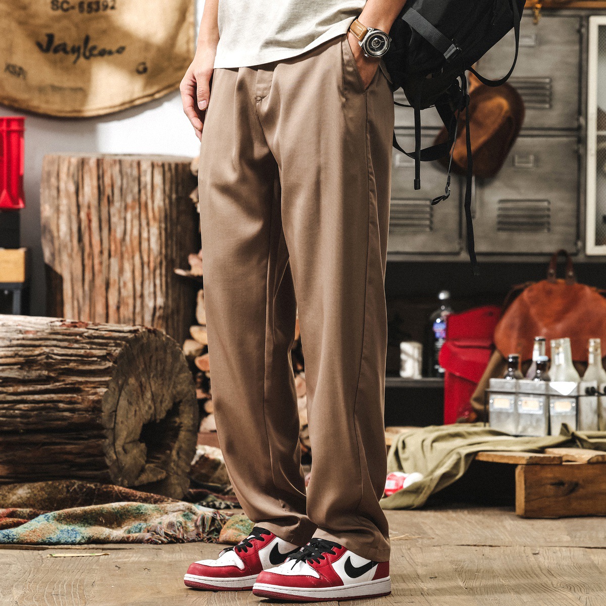 萊賽爾天絲垂感褲子男夏季薄款潮牌輕商務簡約長褲直筒男士休閒褲