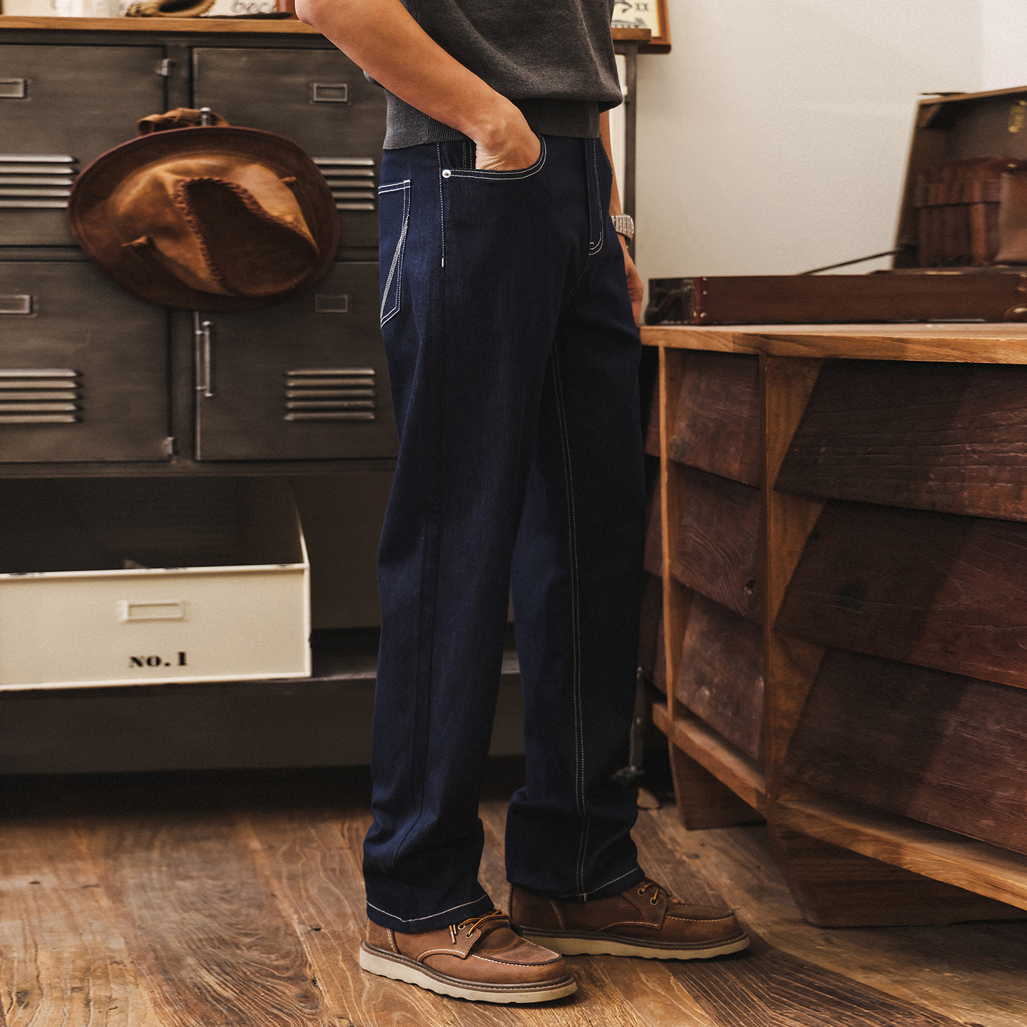 桑蠶絲牛仔褲男直筒2026新款美式復古寬鬆丹寧潮牌春季男士休閒褲