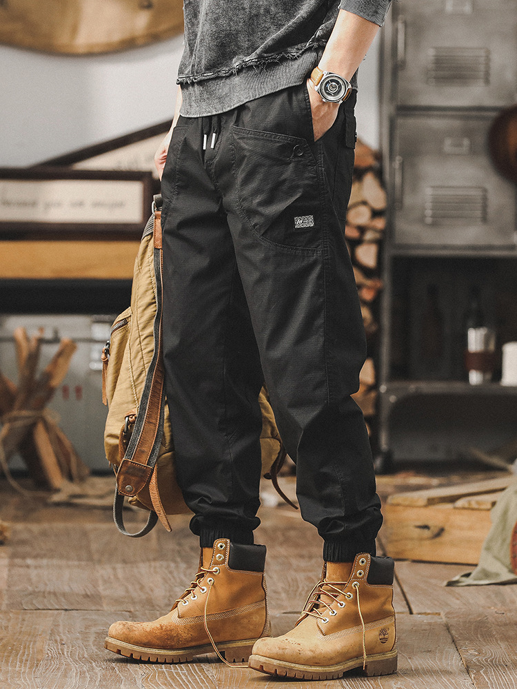 杰雷諾工裝褲子男夏季薄款男生束腳褲潮牌痞帥寬鬆直筒男士休閒褲