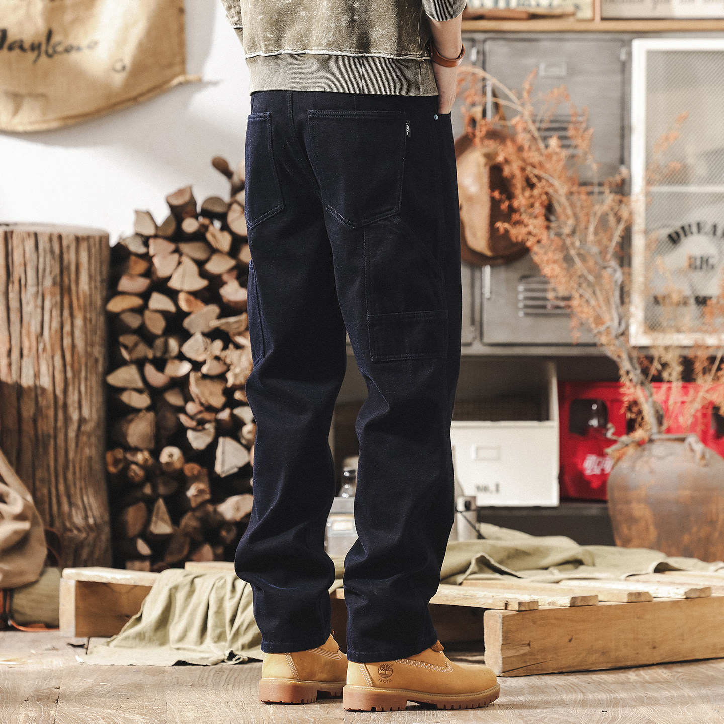 美式復古重磅雪尼爾褲子男冬季厚款潮牌牛仔褲男士寬鬆直筒休閒褲