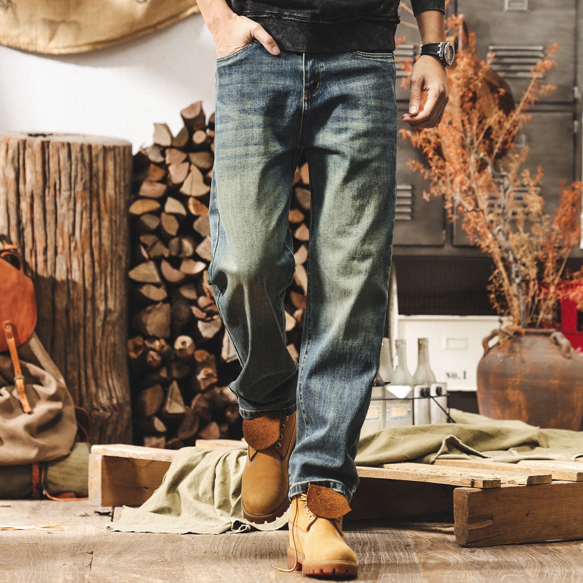 美式經典復古牛仔褲男2026春季新款潮牌水洗直筒寬鬆休閒長褲子男