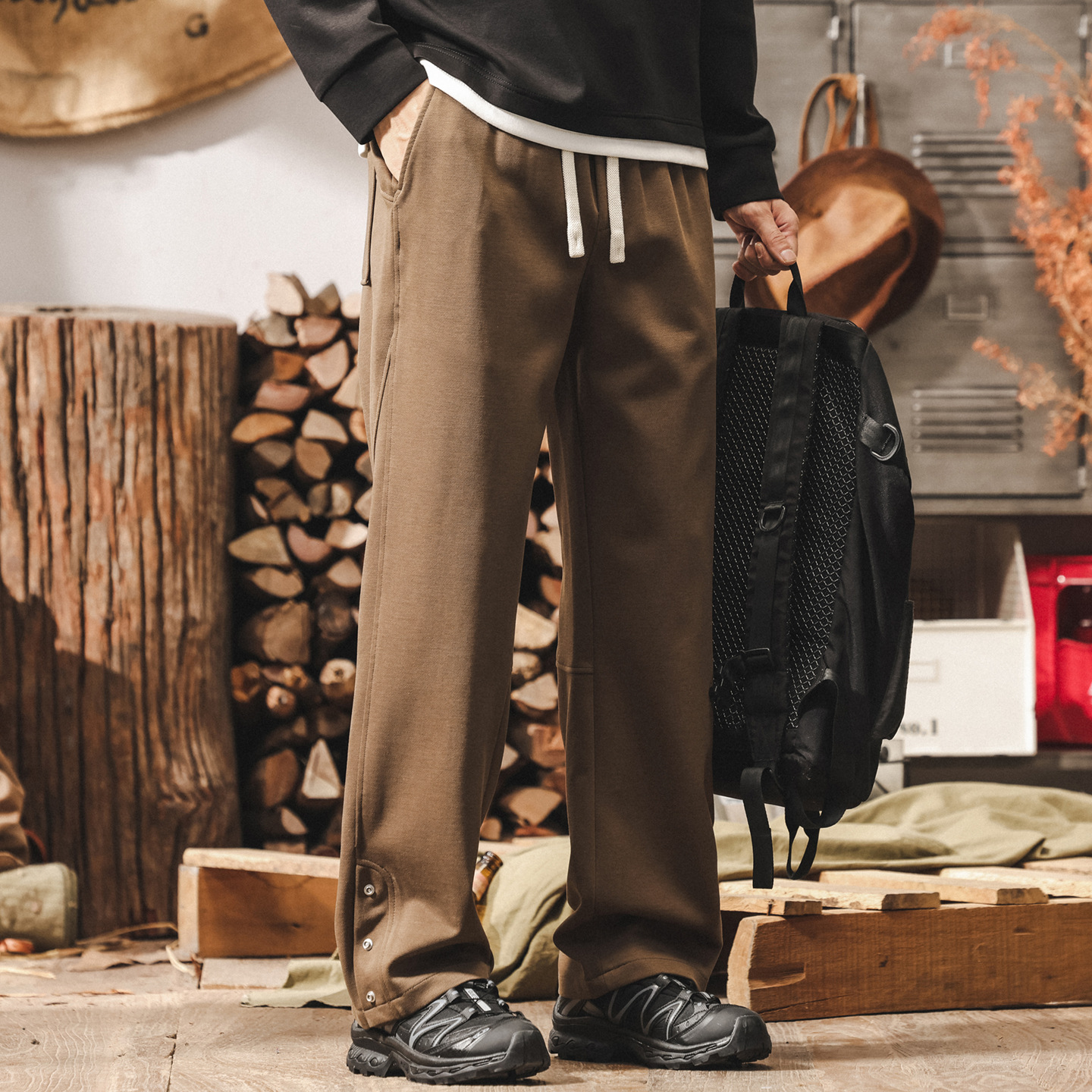 美式重磅復古萊賽爾垂感秋冬褲子男款寬鬆高級感休閒褲男直筒長褲