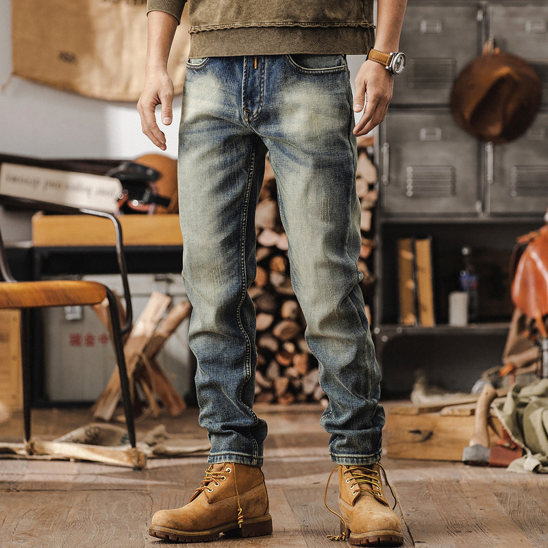 美式復古重磅水洗牛仔褲2025新款潮牌直筒休閒褲男春秋款加絨褲子
