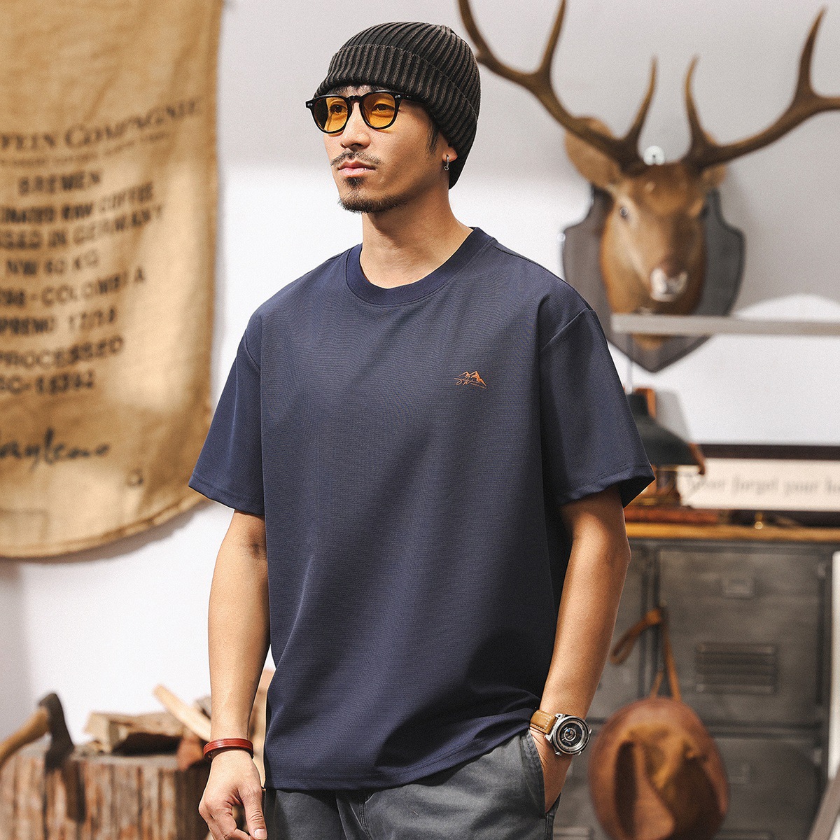 美式復古山系戶外透氣T恤男短袖夏季薄款運動速乾衣寬鬆男士上衣