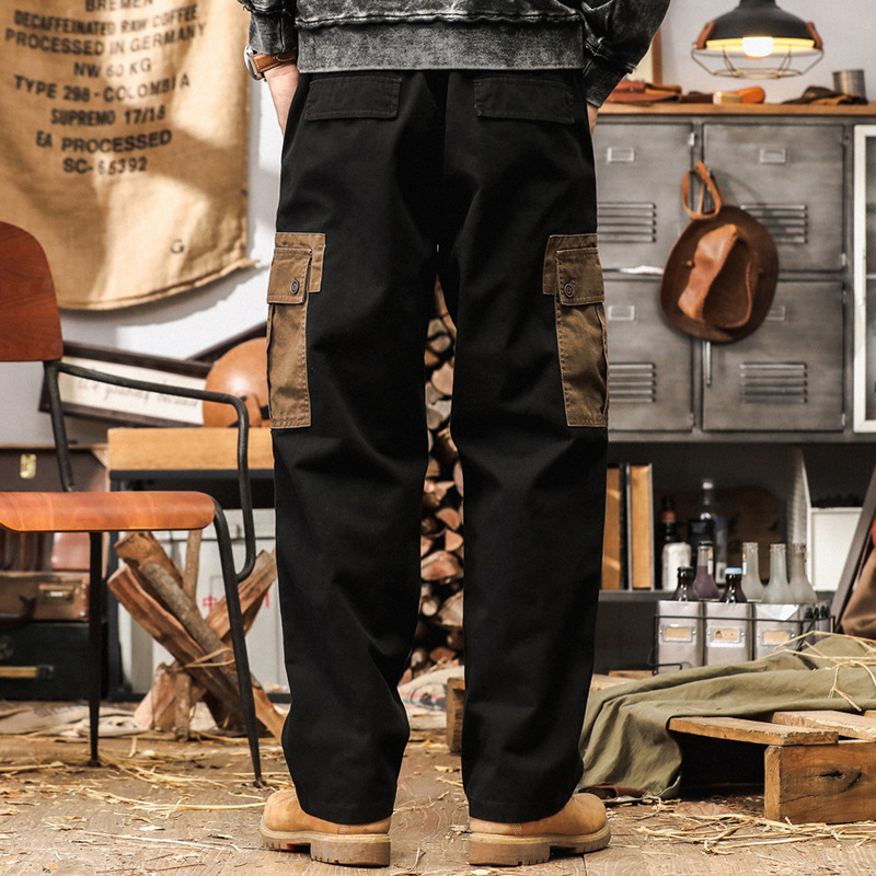美式復古工裝褲男秋季高感寬鬆多色直筒褲男士大款休閒褲