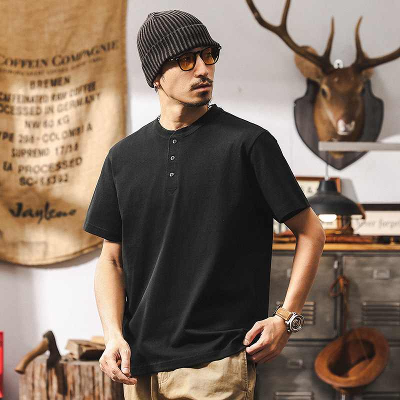 美式復古250g重磅短袖polo衫男2025新款夏季休閒T恤男士百搭上衣T