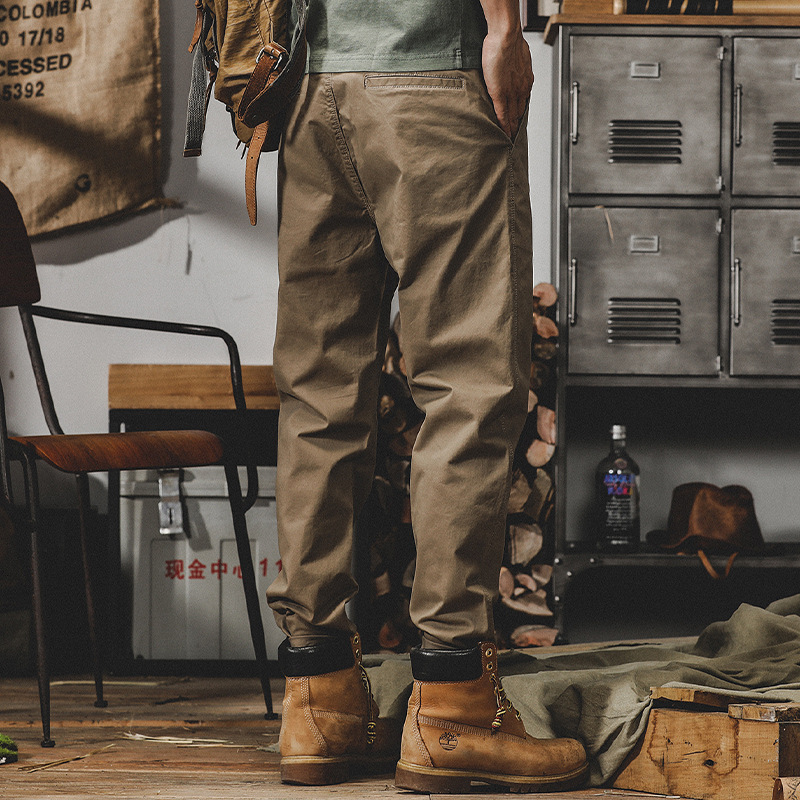 美式重磅復古工裝褲子男直筒上班基礎款簡約男士休閒褲百搭錐形褲