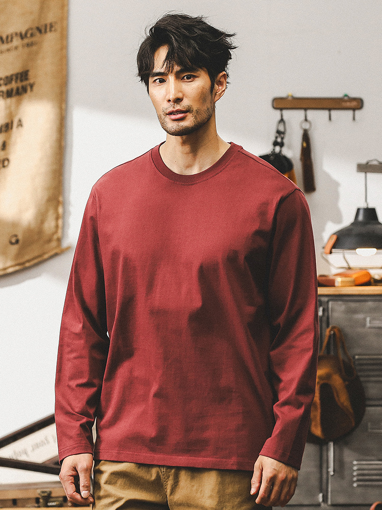 杰雷諾美式復古260g重磅長袖男T恤男秋季2024新款寬鬆上衣T打底衫