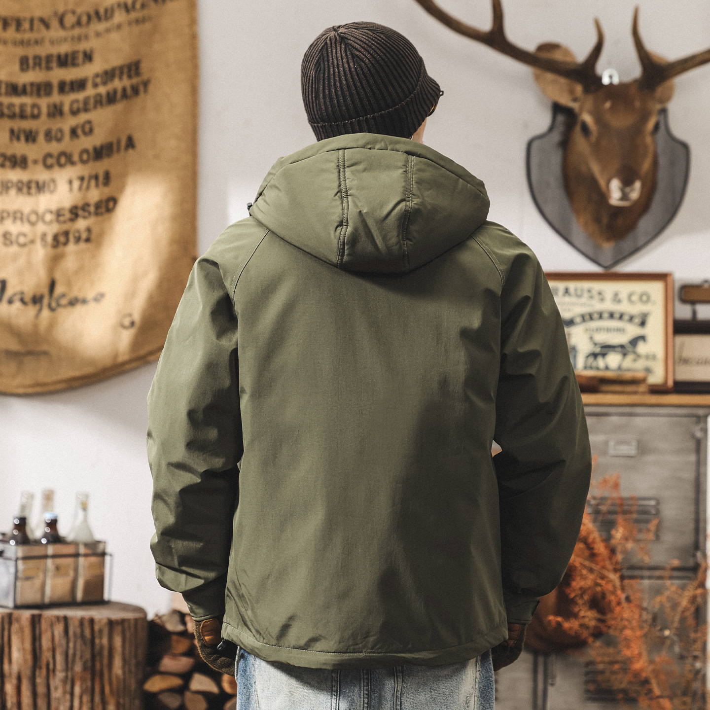 美式復古90白鴨絨工裝羽絨服男冬季山系戶外加厚連帽防寒保暖外套