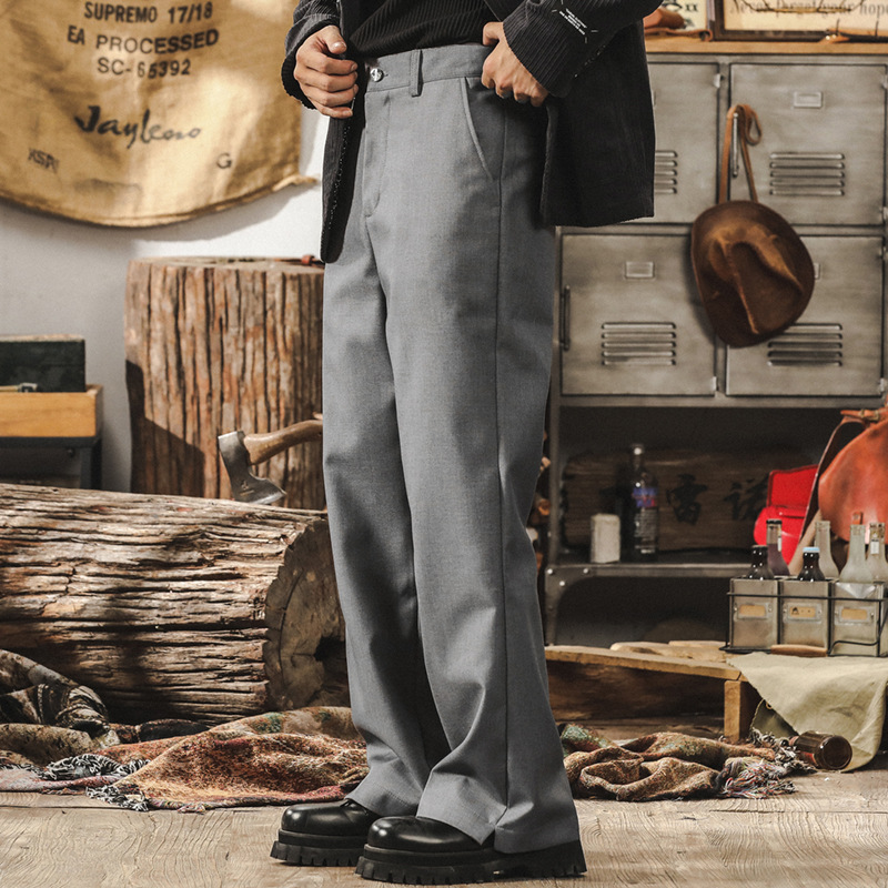 輕熟商務休閒西褲男春季2025新款寬鬆闊腿褲男通勤男士休閒長褲子