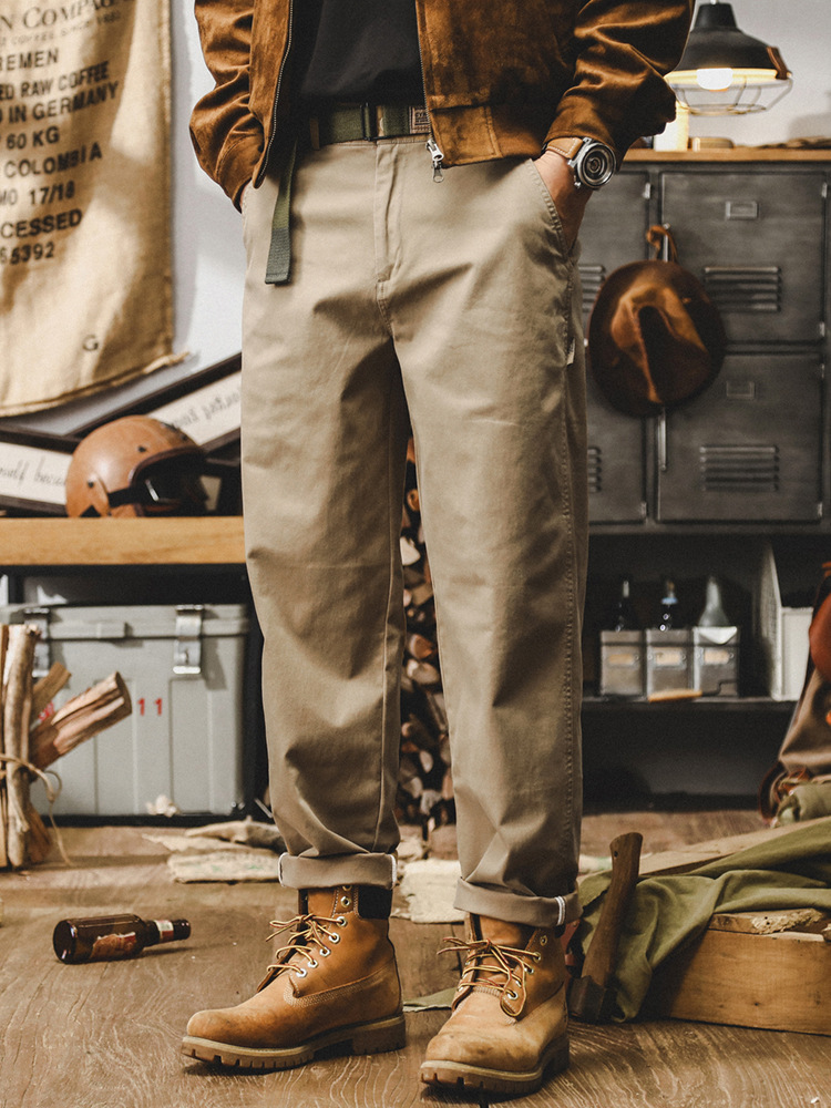 美式復古重磅直筒工裝褲子男秋季2024新款潮牌簡約寬鬆男款休閒褲