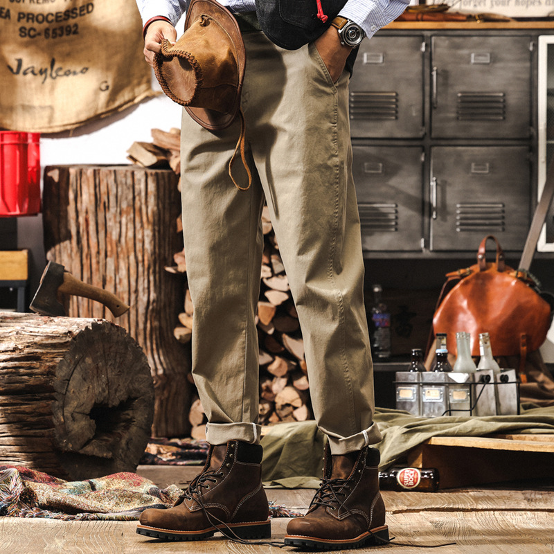 美式復古重磅簡約工裝褲子男春季2025新款寬鬆直筒男士百搭休閒褲