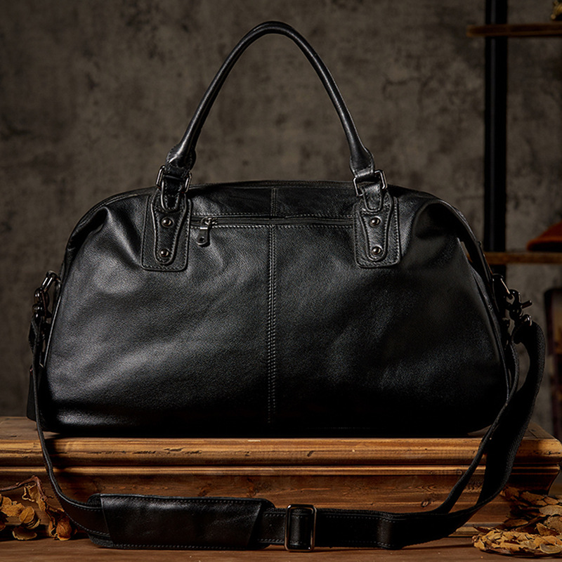 手工真皮旅行包男大容量手提包出差旅遊單肩斜挎包短途行李包男包