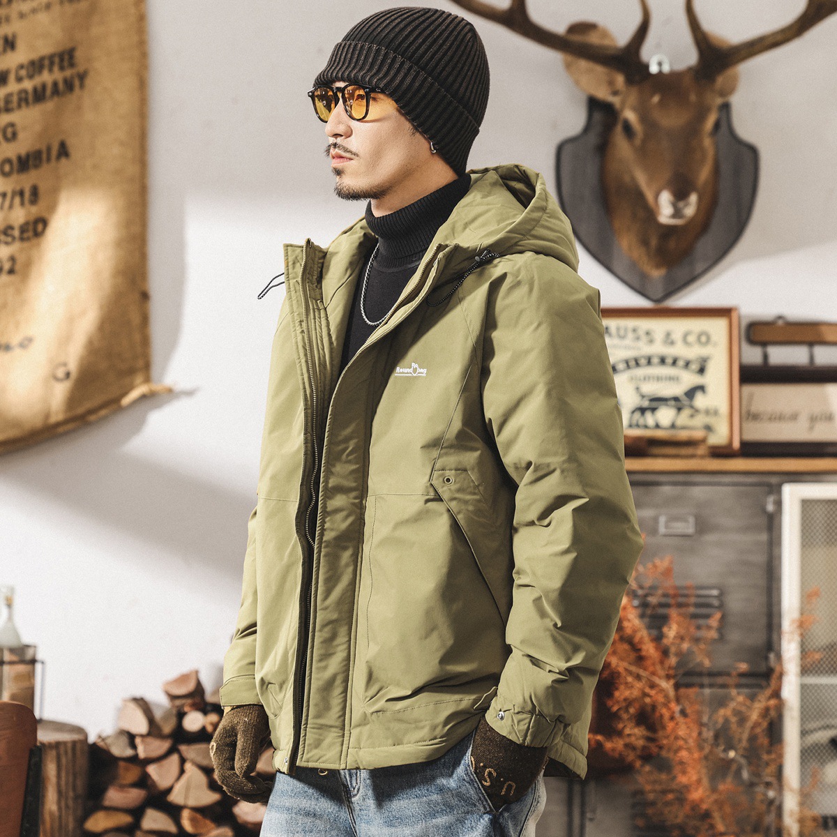 美式復古高充絨蓬鬆90白鴨絨工裝羽絨服男冬季新款加厚保暖外套男