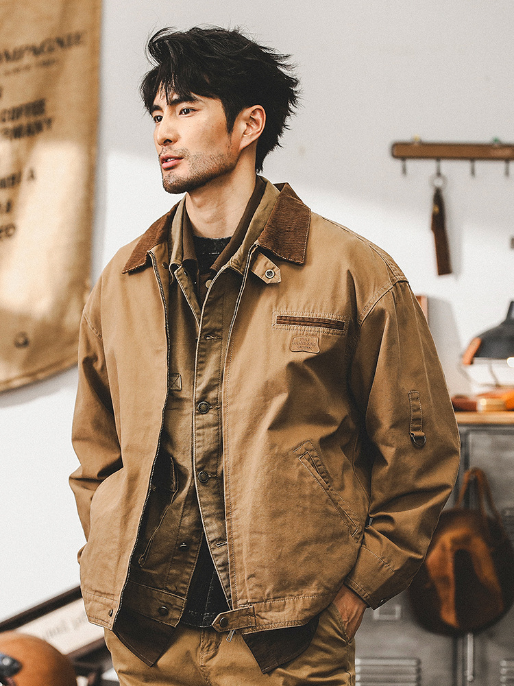美式經典複古底特律工裝夾克男潮牌阿美咔叽帆布古著外套男春秋季