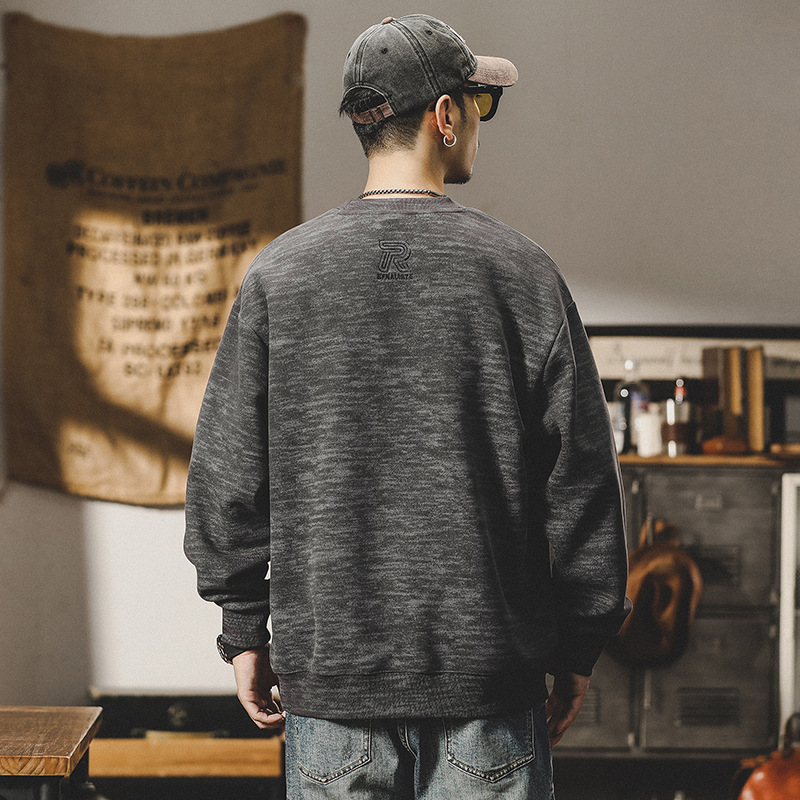 美式350g重磅復古衛衣男秋冬款潮牌寬鬆簡約百搭針織打底衫男冬季