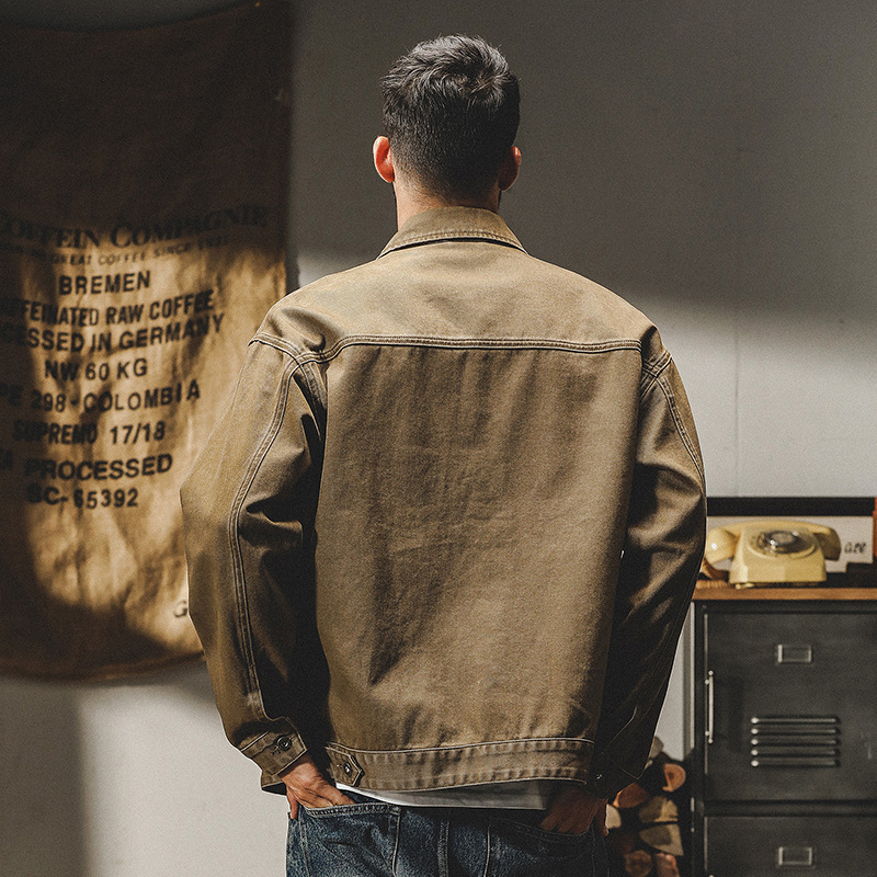 365g重磅復古美式工裝夾克男春季潮牌寬鬆硬漢獵裝休閒外套男春秋