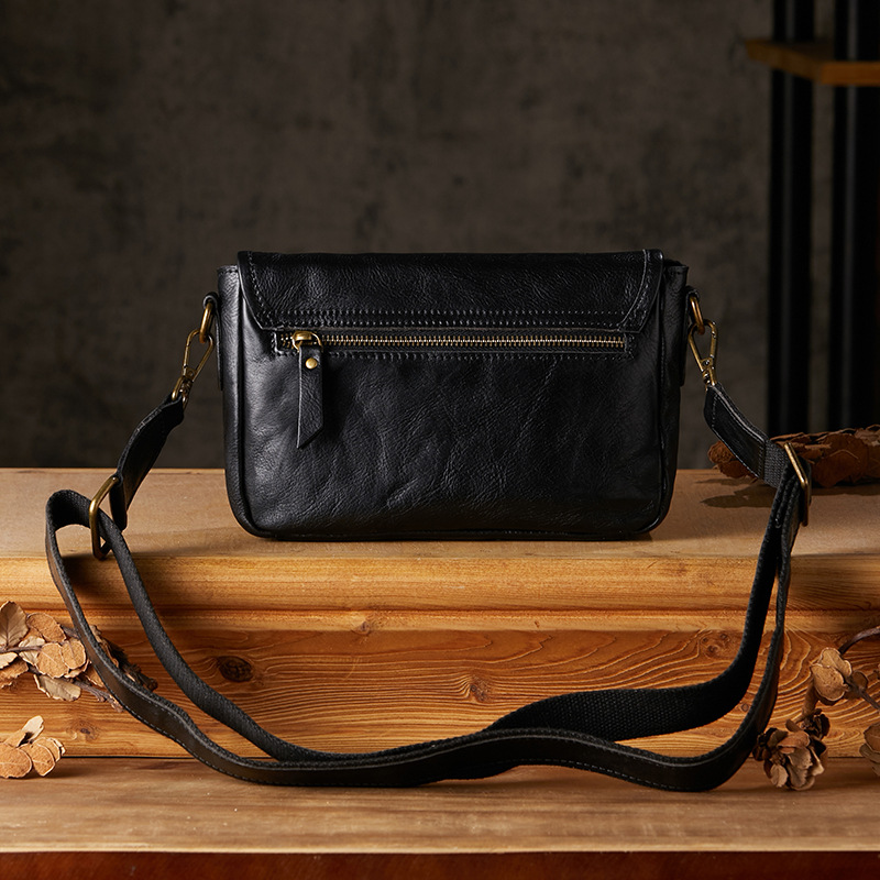 手工原創植鞣皮男士橫款郵差包真皮男包頭層牛皮休閒單肩斜挎包潮