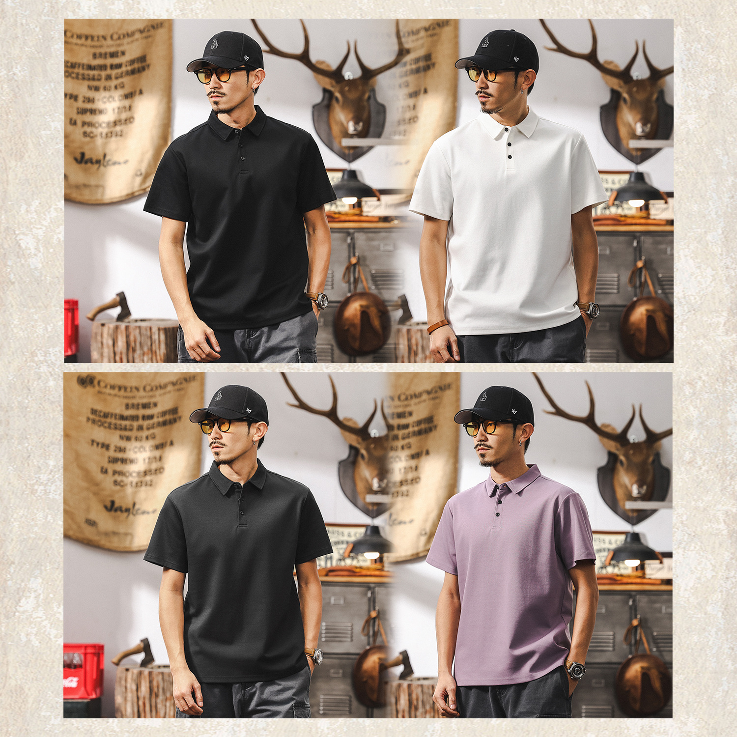 索羅娜冰氧棉夏季T恤男涼感速乾短袖男款潮牌紫色涼感男士POLO衫