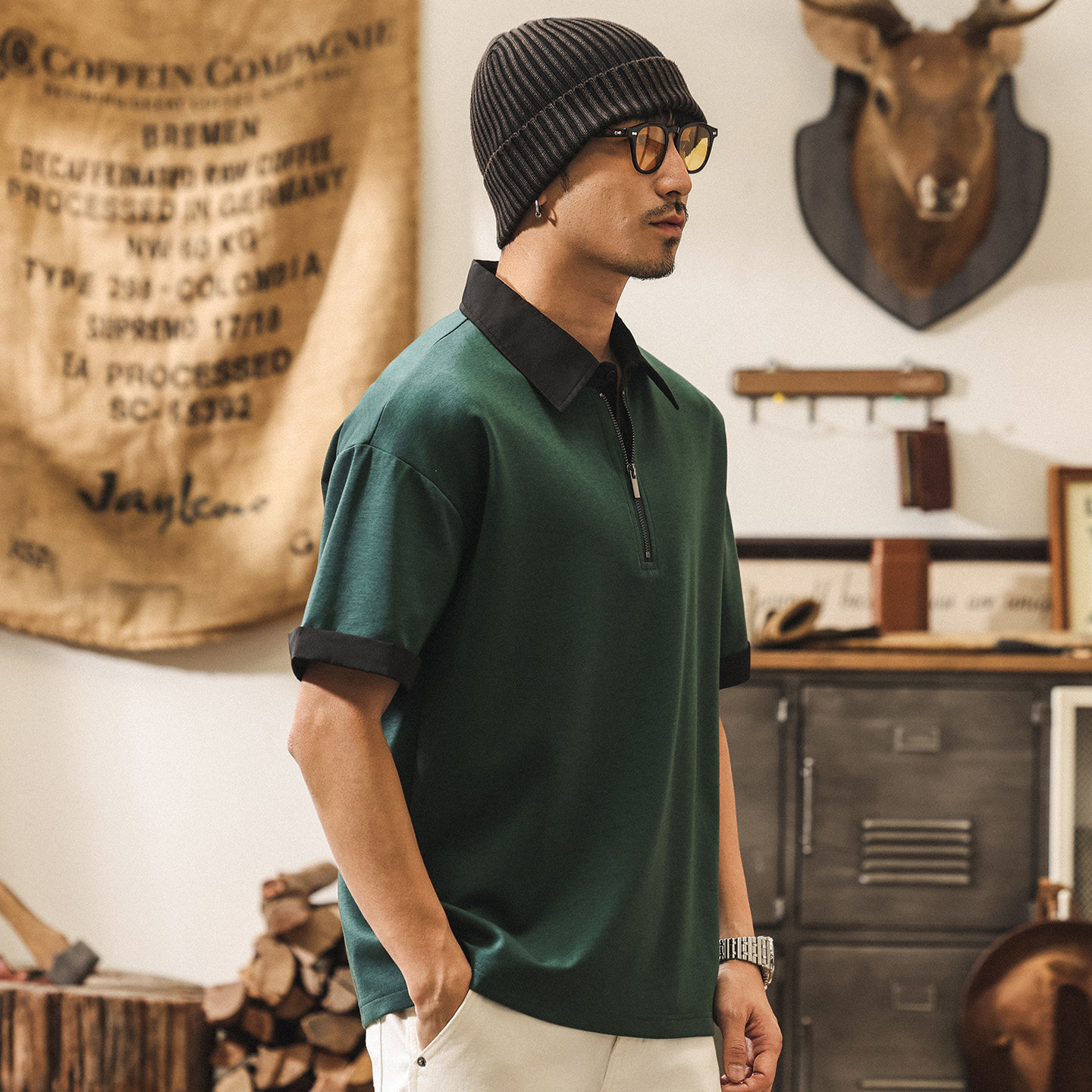 7A抗菌軟糯果凍棉莫代爾短袖Polo衫男夏季潤滑涼感潮牌假兩件T恤