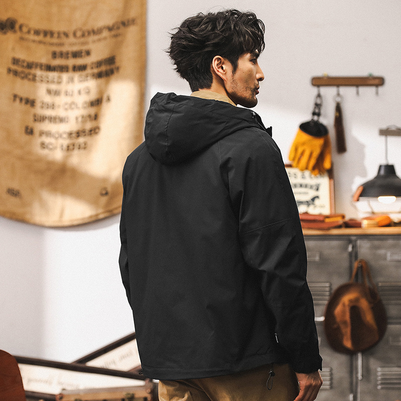 美式復古工裝外套男春秋2024新款山系衝鋒衣機能戶外黑色男士夾克