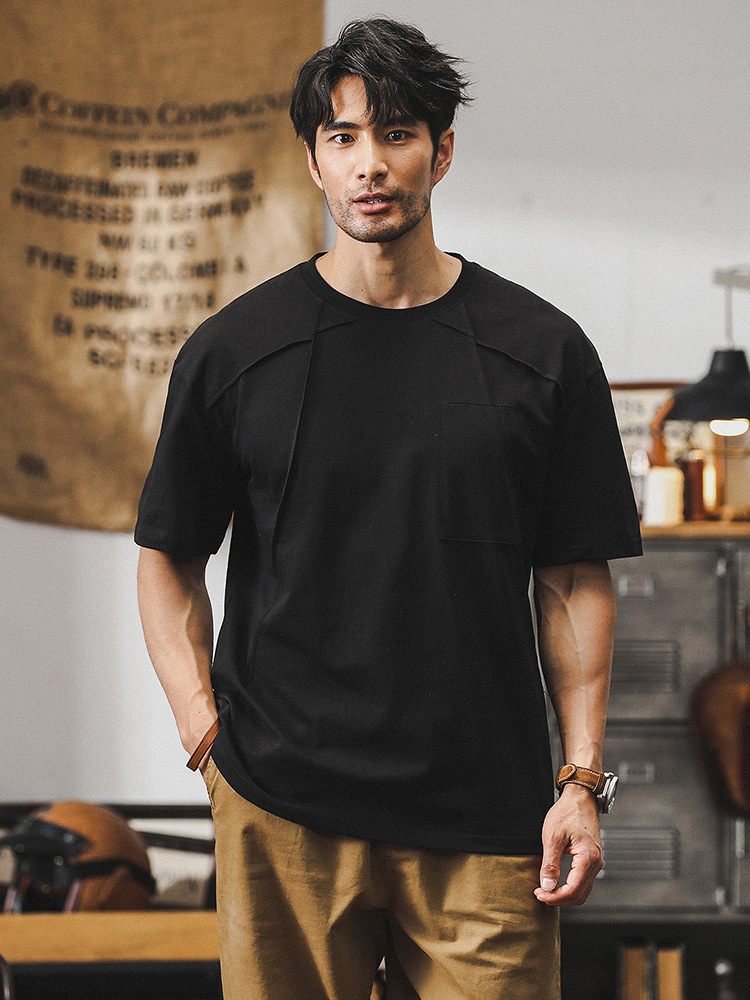 美式重磅260g男士T恤短袖2024新款潮流夏季寬鬆大碼男裝半袖衣服