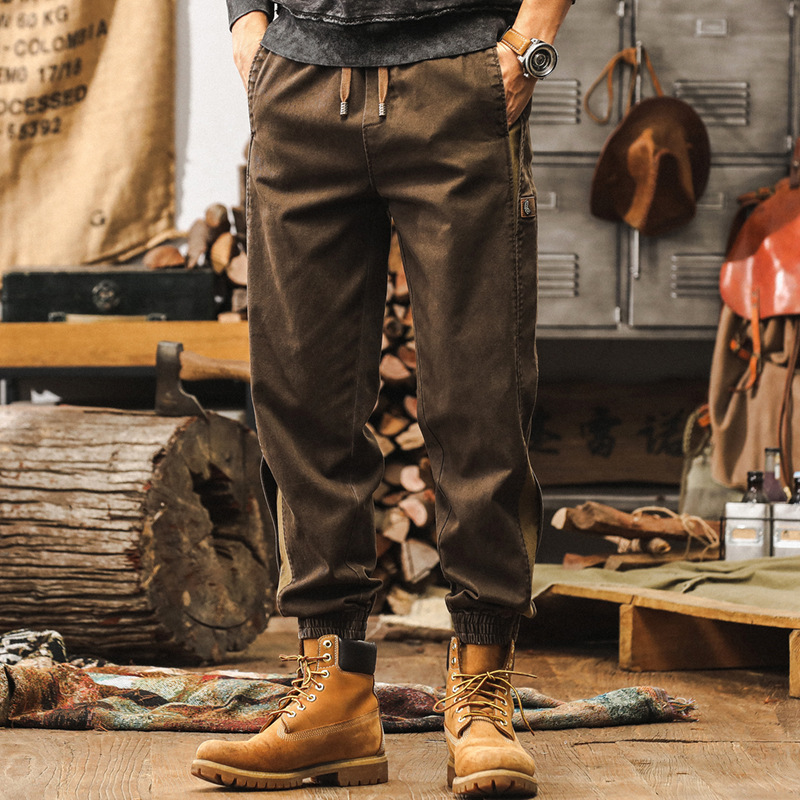 美式復古拼接工裝褲子男寬鬆直筒秋季2025新款戶外潮牌男士休閒褲