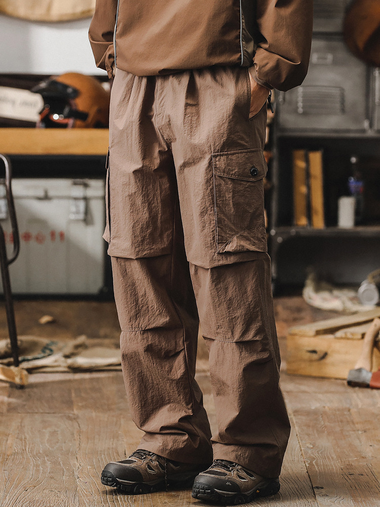 高級感工裝褲子男寬鬆直筒男士休閒褲城市戶外通勤機能戰術衝鋒褲