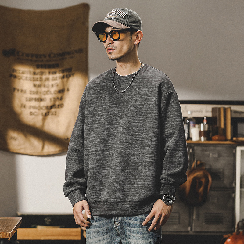 美式350g重磅復古衛衣男秋冬款潮牌寬鬆簡約百搭針織打底衫男冬季