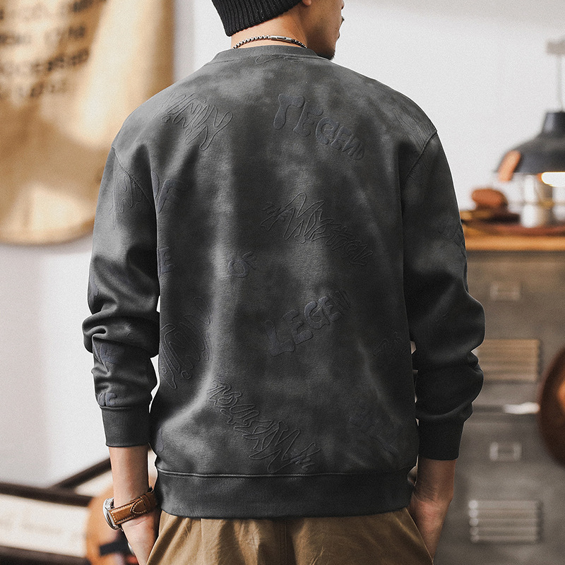 杰雷諾雲染洗褪美式重磅衛衣男秋季2024新款寬鬆復古痞帥上衣男裝