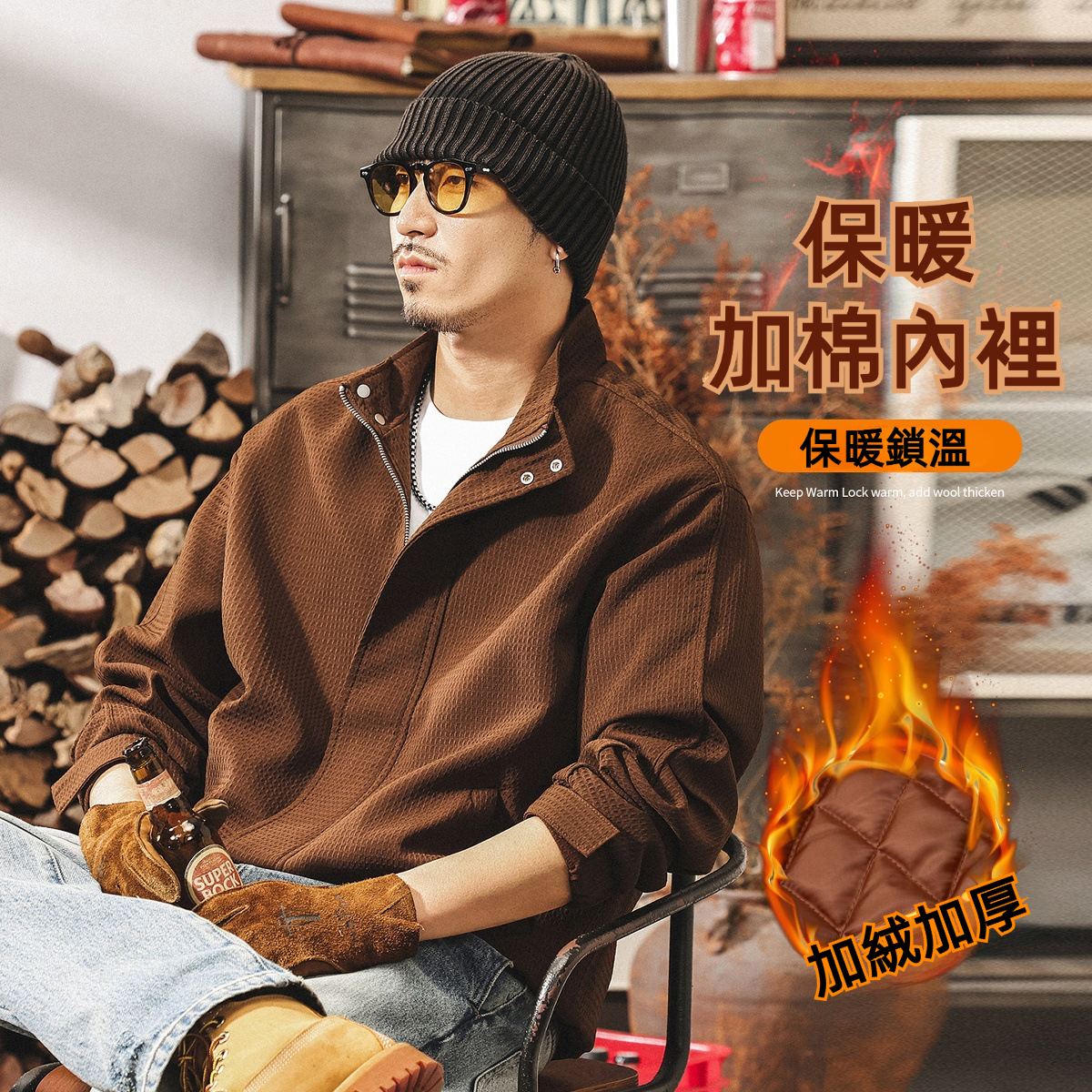 美式復古加厚保暖工裝棉服男士外套冬季新款潮牌休閒寬鬆夾克棉衣