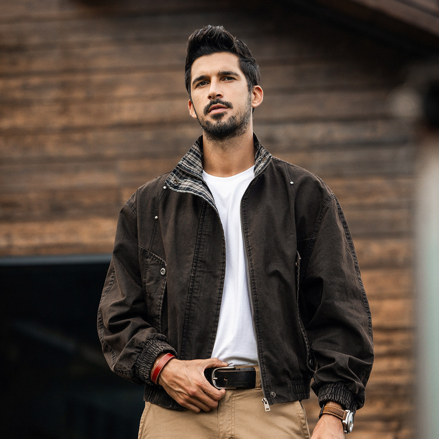 美式重磅復古飛行工裝夾克男春季新款寬鬆機車服帥氣短款男士外套